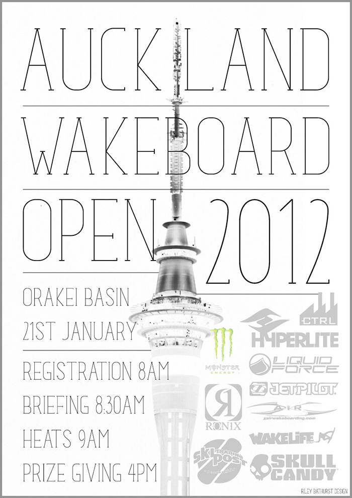 auckland wakeboard open poster design