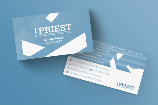 priest sheetmetal business cards